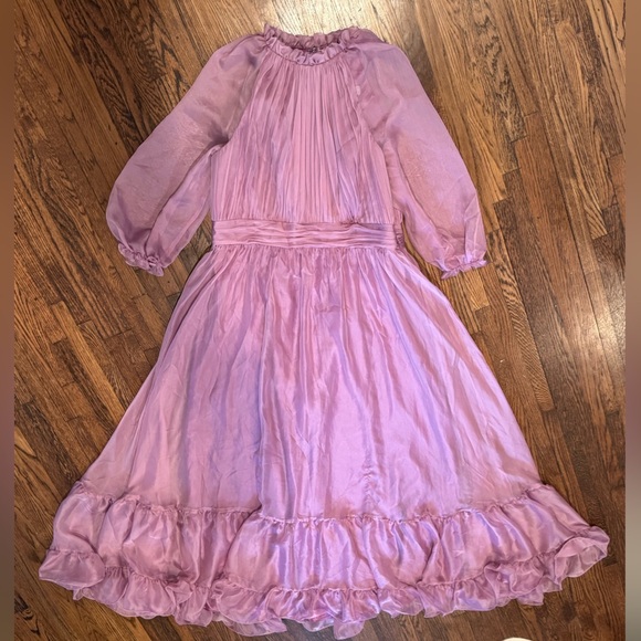 Mac Duggal Purple Smocked Chiffon Illusion Tiered Gown Size 16 - Picture 4 of 13